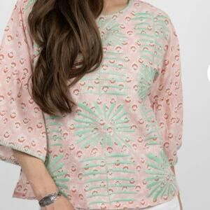 Ivy Jane Elena Bell Sleeve Embroidered Too L